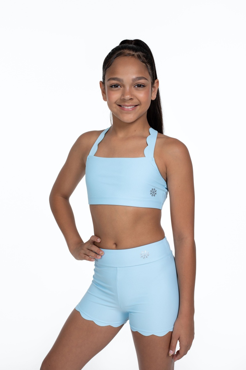 Kids\' Bloch Flo Active Megan Scalloped Edge Bra Tops Sky | QMYUV24074