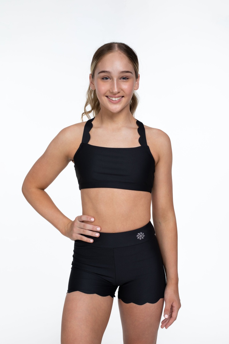 Kids' Bloch Flo Active Megan Scalloped Edge Bra Tops Black | MYXBR50934