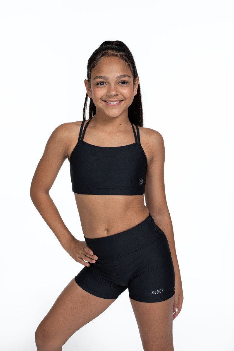 Kids' Bloch Flo Active Remi Criss Cross Back Bra Tops Black | MYCVG30409