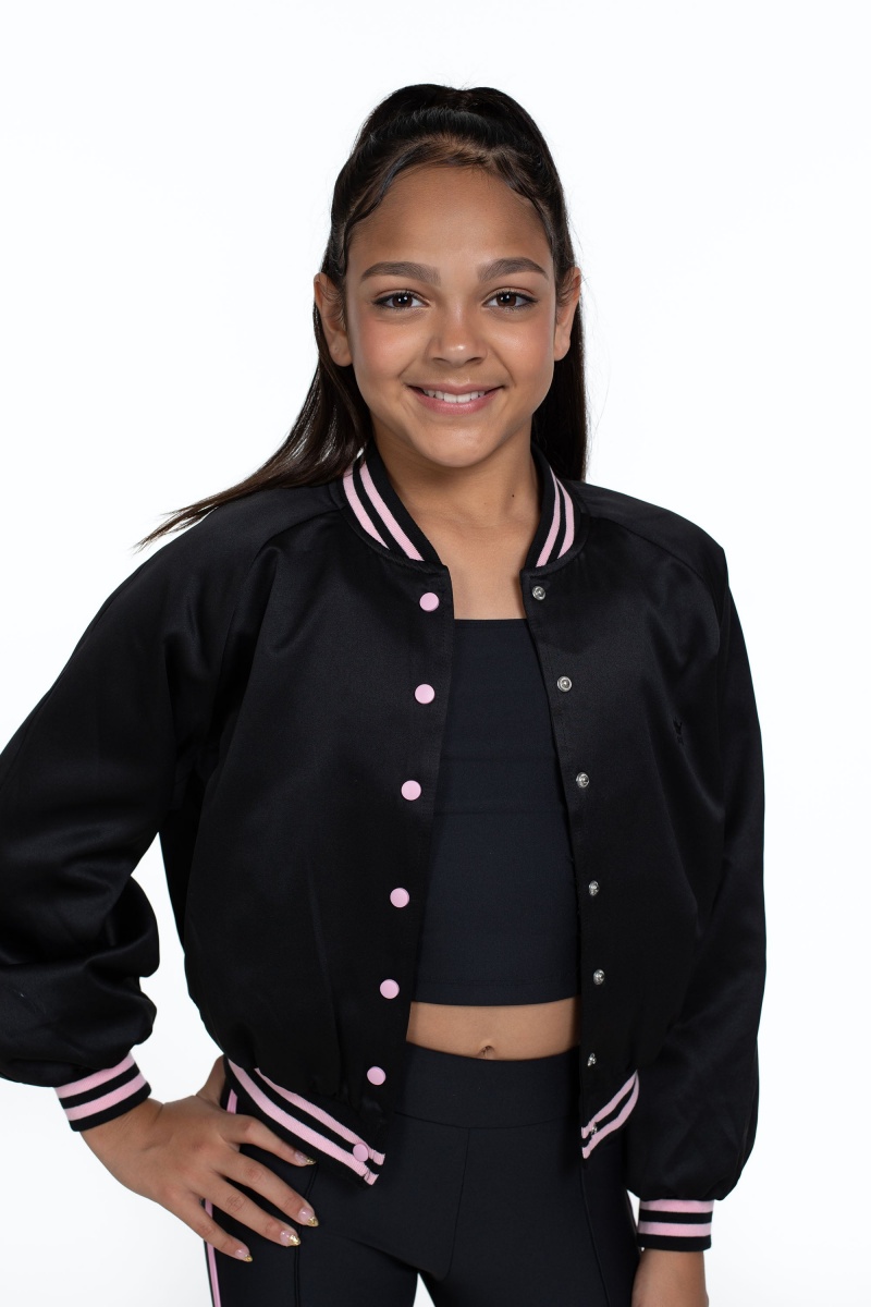 Kids\' Bloch Flo Active Rizzo Bomber Jacket Tops Black | GMYUC20170