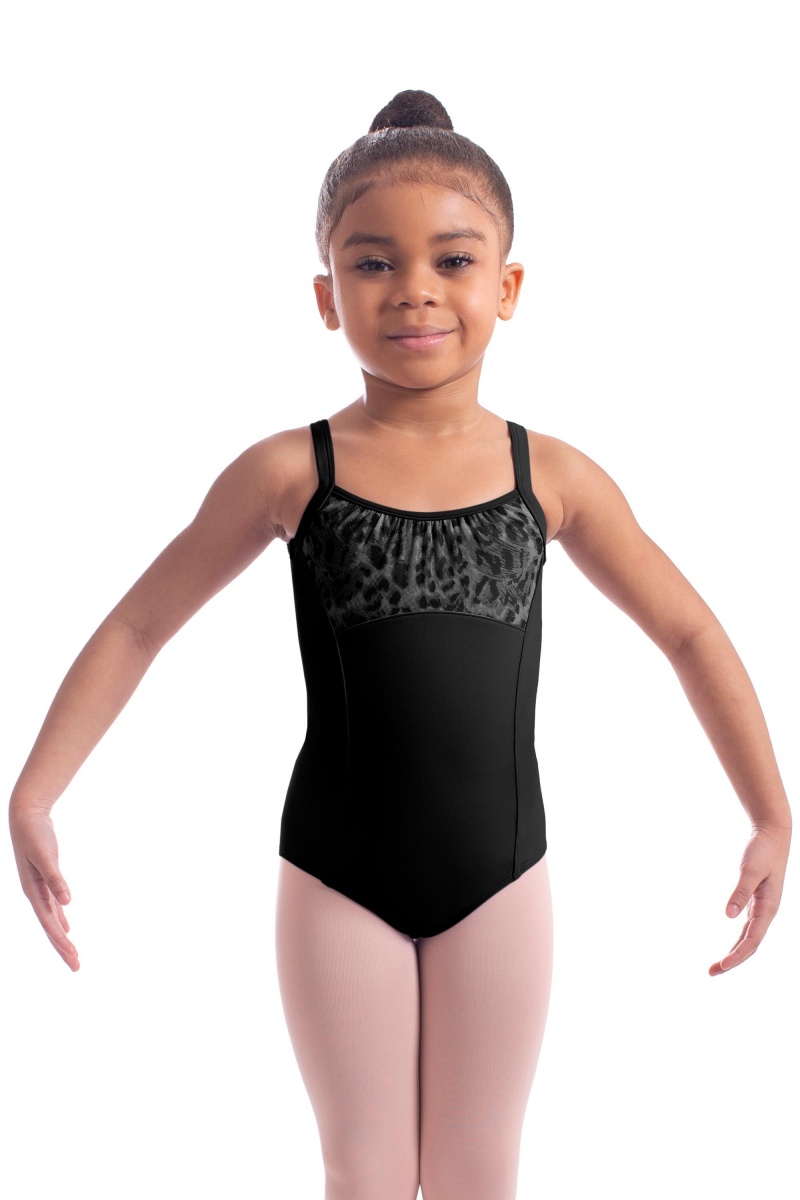 Kids' Bloch Kathrin Animal Printed Mesh Camisole Leotards Black | UMYND53462