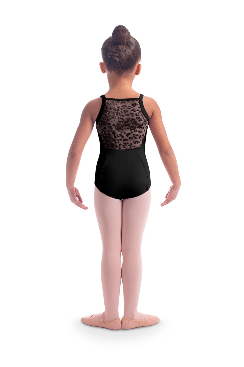 Kids' Bloch Kathrin Animal Printed Mesh Camisole Leotards Black | UMYND53462