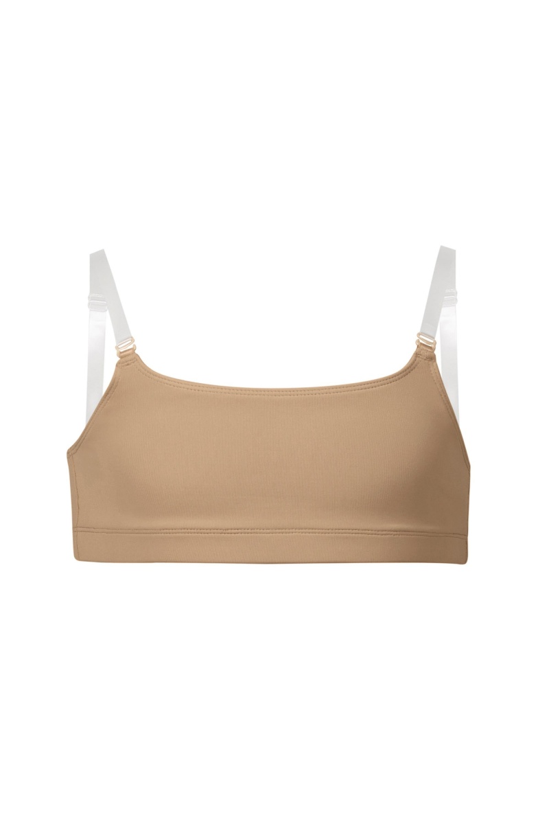 Kids\' Bloch Leia Crop Top Underwear Tan | MYJBT90213