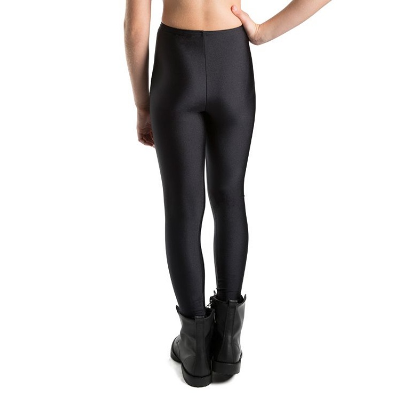 Kids' Bloch Lycra Full Length Footless Leggings Bottoms Black | MYNEJ41340