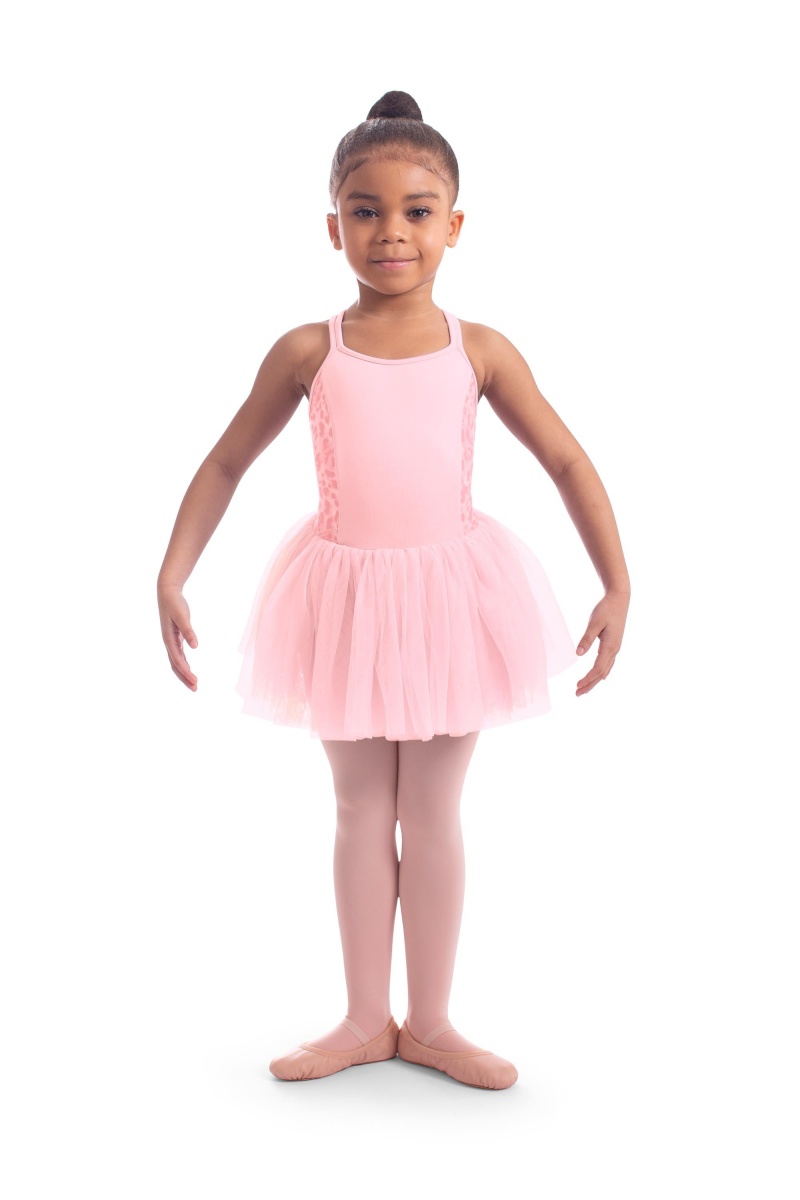 Kids' Bloch Mendy Animal Printed Mesh Tutu Leotards Candy Pink | TMYWZ61839