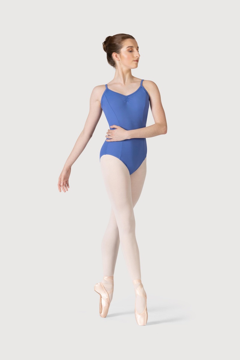 Kids' Bloch Microlux™ Cherie Princess Cami Gathered Front & Back Leotards Zaffiro | MYICD79947