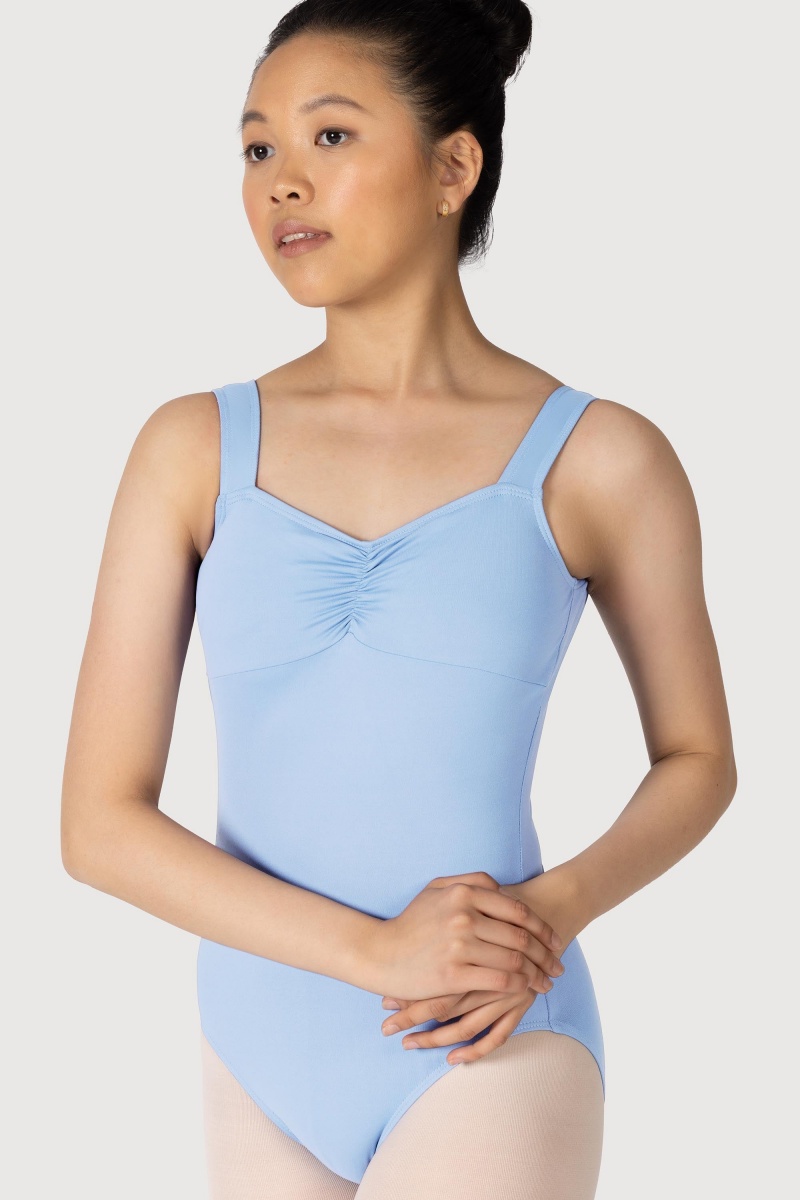 Kids' Bloch Microlux™ Gayleena Empire Gathered Front Wide Strap Leotards Ballet Blue | MYEAH90631