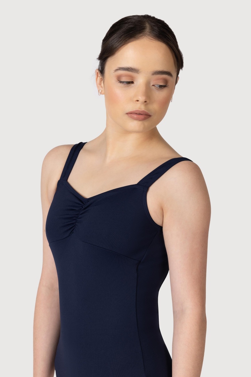 Kids' Bloch Microlux™ Gayleena Empire Gathered Front Wide Strap Leotards Navy | MYCVG74799