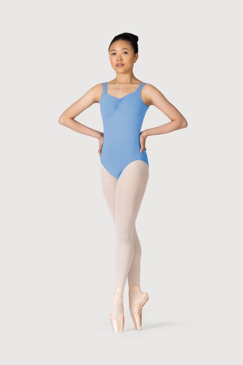 Kids' Bloch Microlux™ Gayleena Empire Gathered Front Wide Strap Leotards Cornflower | EMYVG82324