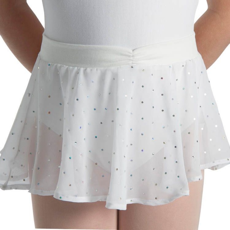 Kids' Bloch Olesia Sequin Spotted Skirts White | MYEAH25688