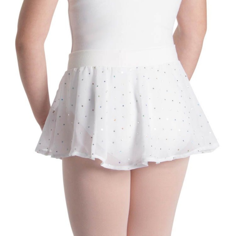 Kids' Bloch Olesia Sequin Spotted Skirts White | MYEAH25688