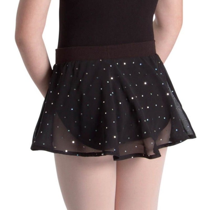 Kids' Bloch Olesia Sequin Spotted Skirts Black | MMYFT85350