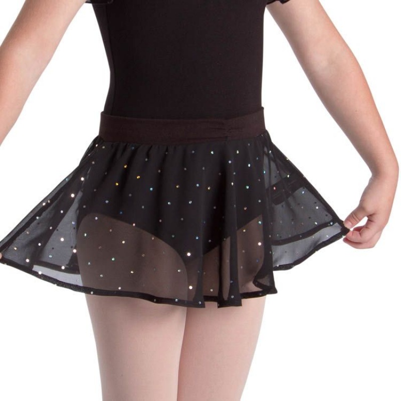 Kids\' Bloch Olesia Sequin Spotted Skirts Black | MMYFT85350