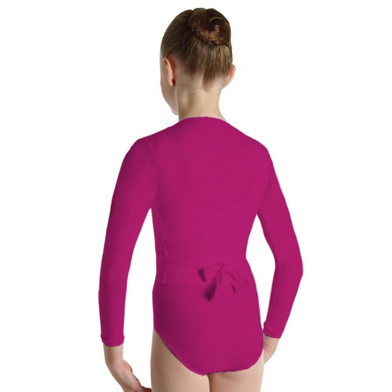 Kids' Bloch Overture Crossover Long Sleeve Wrap Tops Mulberry | LMYSX71107