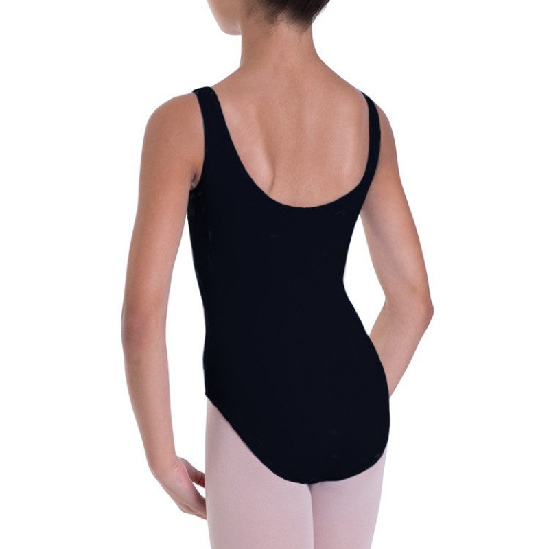 Kids' Bloch Overture Odetta Sleeveless Pleat Leotards Black | XMYBH14304