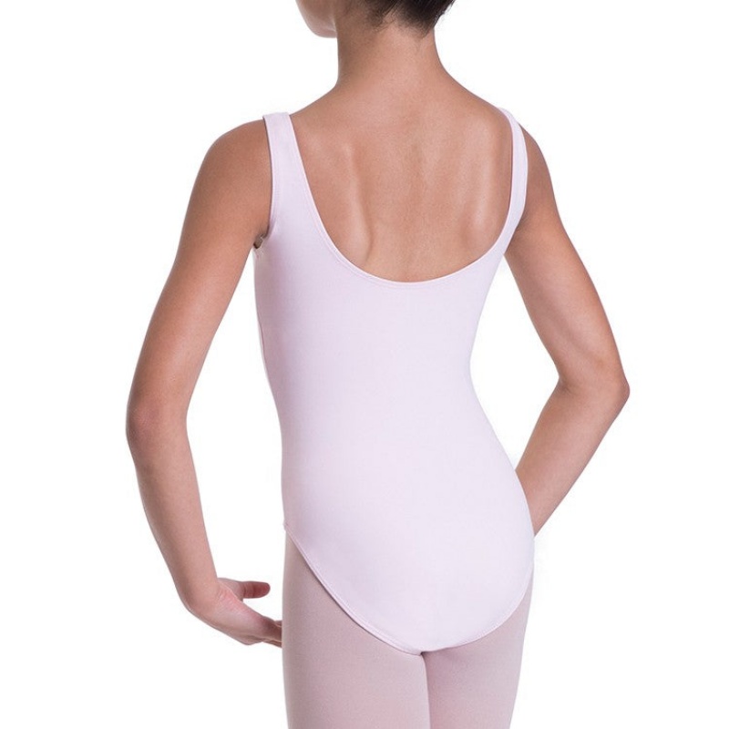 Kids' Bloch Overture Odetta Sleeveless Pleat Leotards Candy Pink | TMYWZ32836