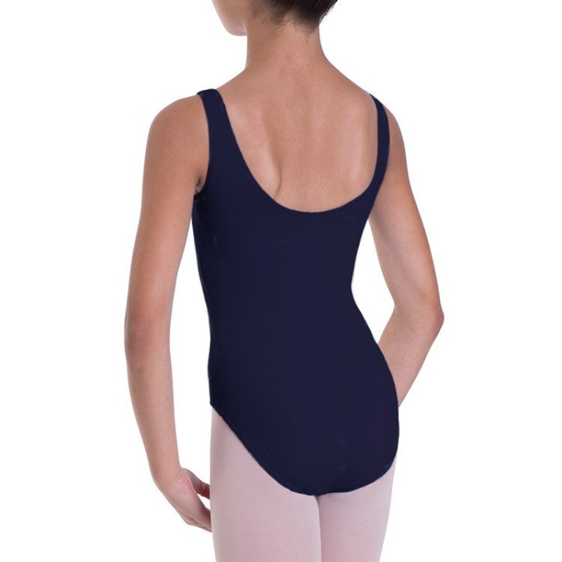 Kids' Bloch Overture Odetta Sleeveless Pleat Leotards Navy | PMYQX46623