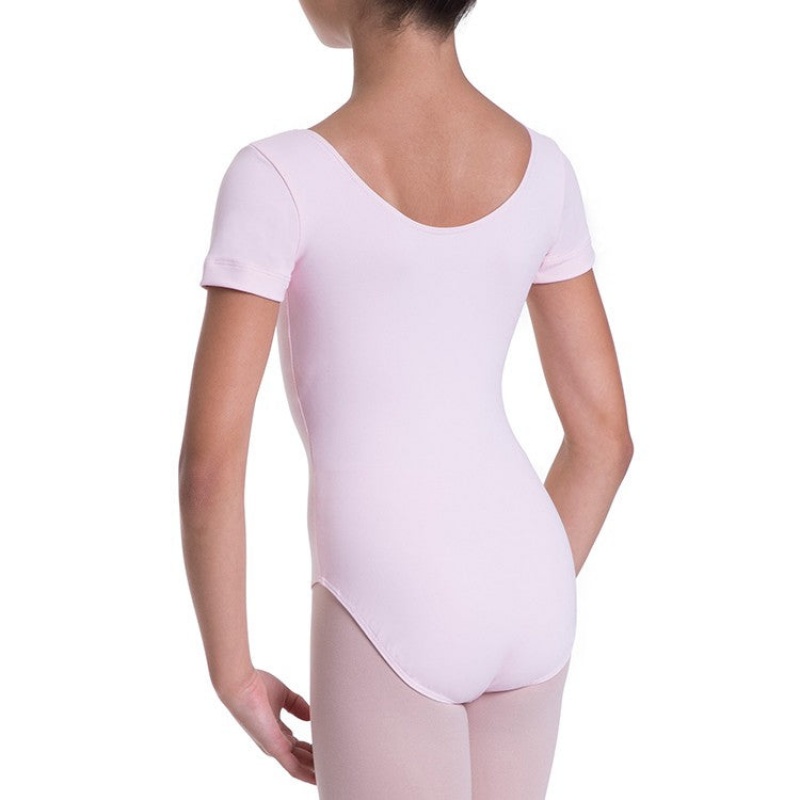 Kids' Bloch Overture Olisia Short Sleeve Leotards Candy Pink | UMYTG38387