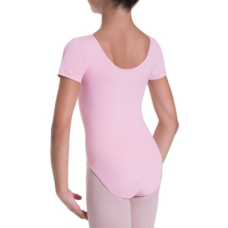 Kids' Bloch Overture Olisia Short Sleeve Leotards French Rose | AMYWC47816