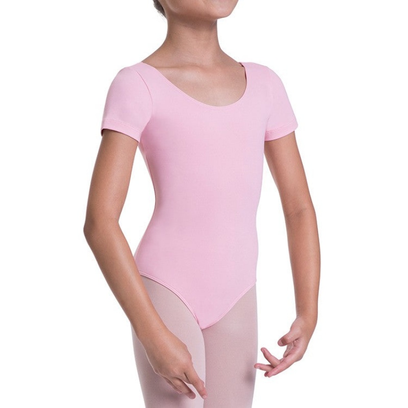 Kids' Bloch Overture Olisia Short Sleeve Leotards French Rose | AMYWC47816