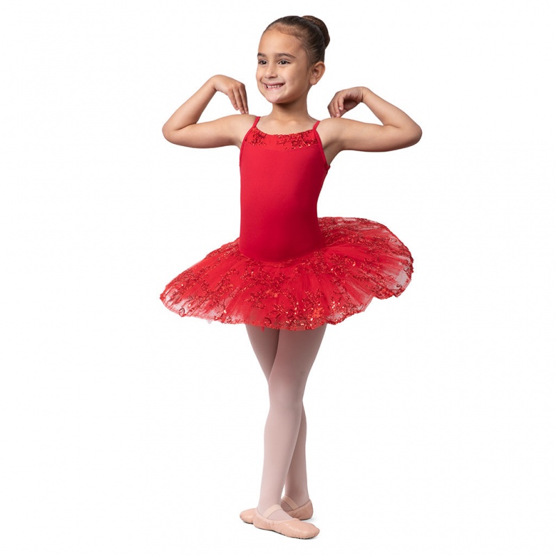 Kids' Bloch Perlaida Sequin Overlay Dress Red | UMYTG70094