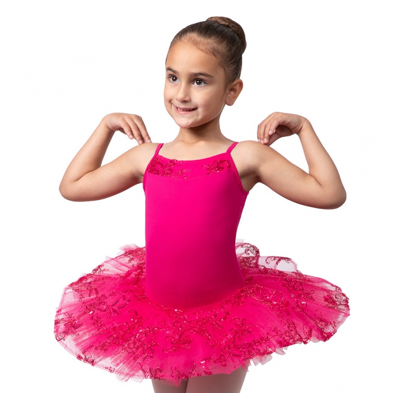 Kids\' Bloch Perlaida\' Sequin Overlay Tutu Leotards Mulberry | UMYND65029