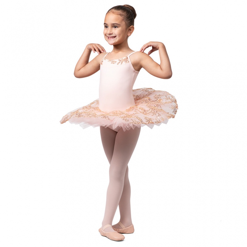 Kids' Bloch Perlaida' Sequin Overlay Tutu Leotards Shell Pink | UMYTG37757