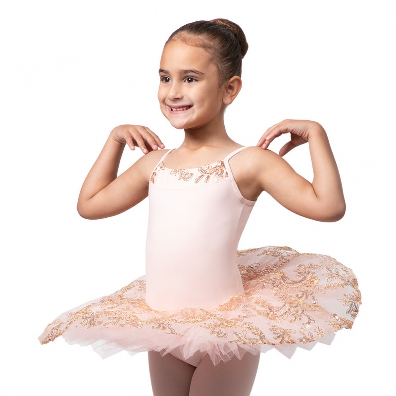 Kids\' Bloch Perlaida\' Sequin Overlay Tutu Leotards Shell Pink | UMYTG37757