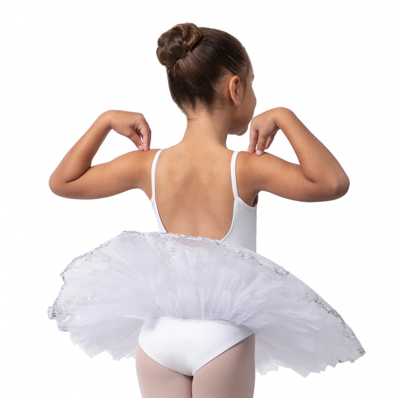 Kids' Bloch Perlaida' Sequin Overlay Tutu Leotards White | AMYWC40737