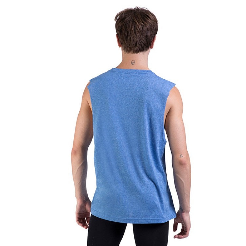 Men's Bloch Harris Relaxed Drop Arm Muscle Tops Royal | MYNZX54390