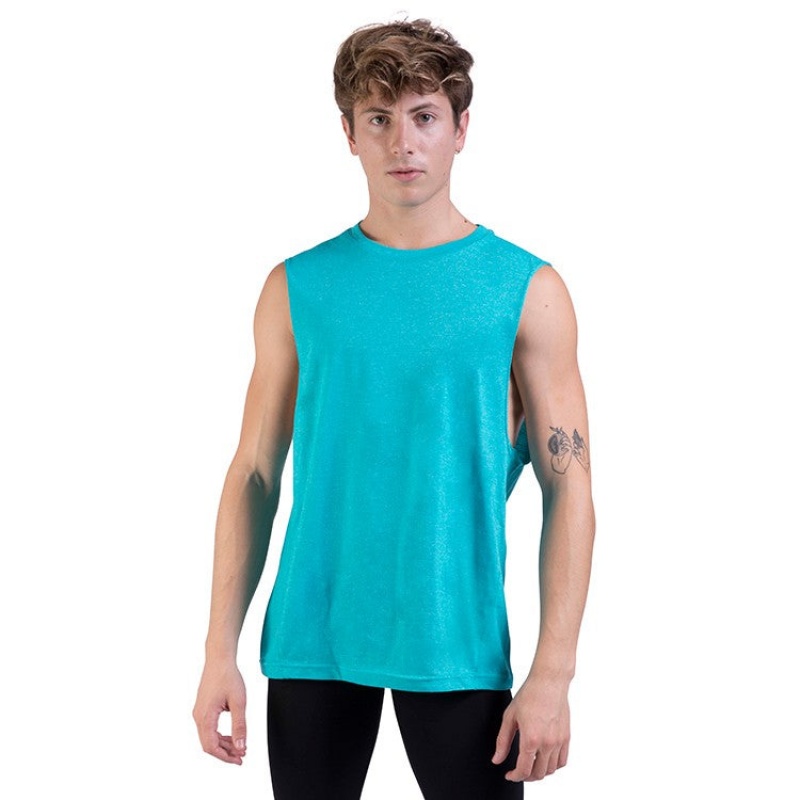 Men\'s Bloch Harris Relaxed Drop Arm Muscle Tops Jade | MYJZR79069