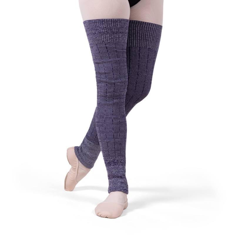 Men\'s Bloch Knit Long Ribbed Legwarmers Knitwear Purple/Silver | EMYVG67291