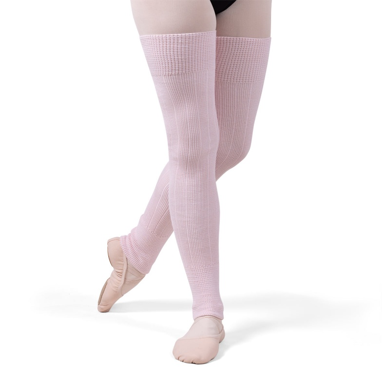 Men\'s Bloch Knit Long Ribbed Legwarmers Knitwear Baby Pink/White | MYQAV56863