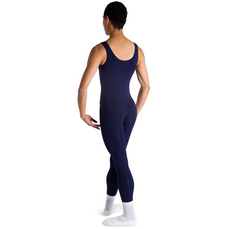 Men's Bloch Mark Scoop Neck Tank Unitards Navy | MYJKU74062