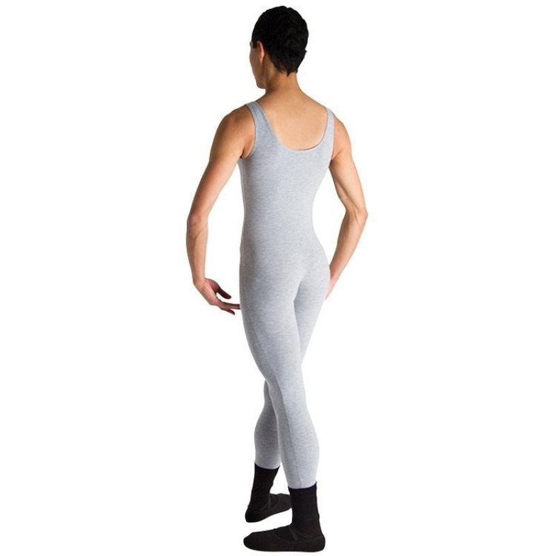 Men's Bloch Mark Scoop Neck Tank Unitards Grey Marle | MYZPD52427