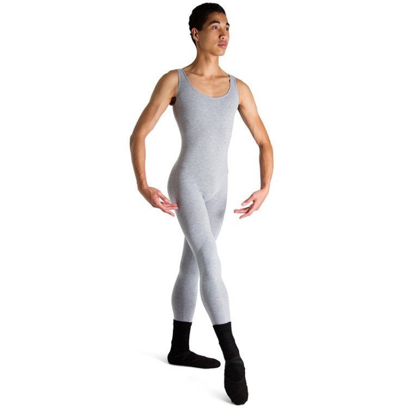 Men\'s Bloch Mark Scoop Neck Tank Unitards Grey Marle | MYZPD52427