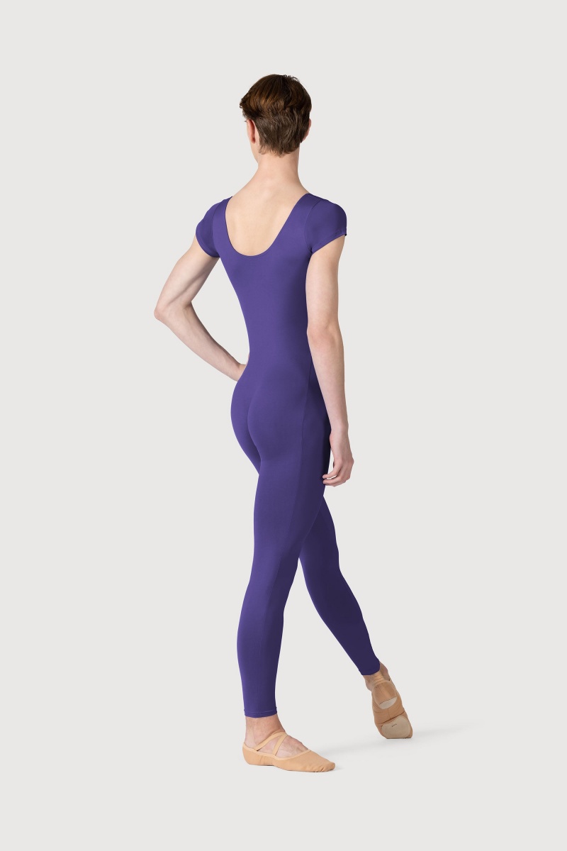 Men's Bloch Microlux™ Scoop Neck Cap Sleeve Unitards Deep Purple | BMYSO56631