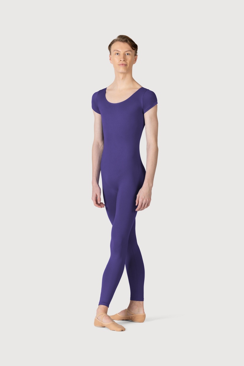 Men\'s Bloch Microlux™ Scoop Neck Cap Sleeve Unitards Deep Purple | BMYSO56631