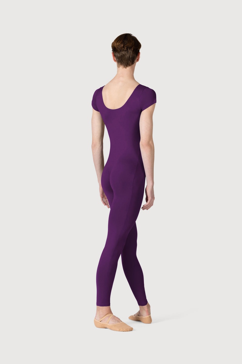 Men's Bloch Microlux™ Scoop Neck Cap Sleeve Unitards Plum | MYEAH62250