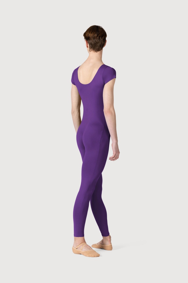 Men's Bloch Microlux™ Scoop Neck Cap Sleeve Unitards Purple | MYDYB21830