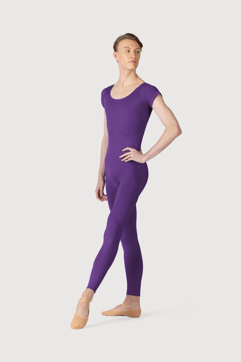 Men\'s Bloch Microlux™ Scoop Neck Cap Sleeve Unitards Purple | MYDYB21830