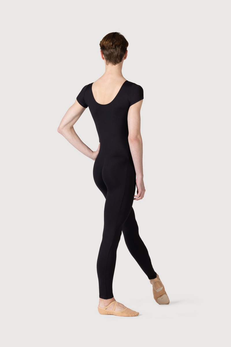 Men's Bloch Microlux™ Scoop Neck Cap Sleeve Unitards Black | EMYHC83886