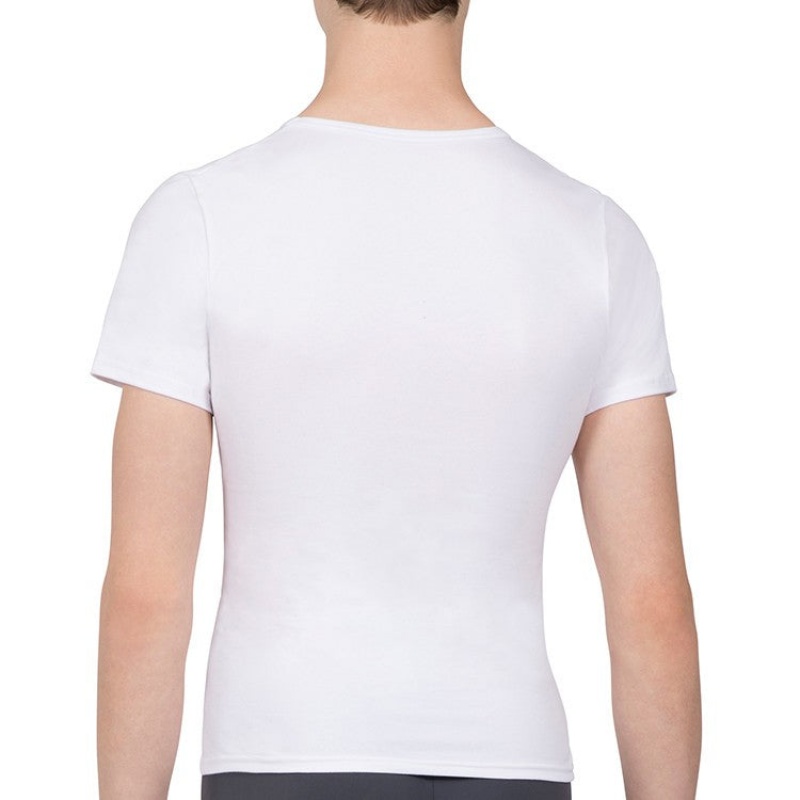 Men's Bloch Montez Scoop Neck Fitted Tops White | LMYSX65636