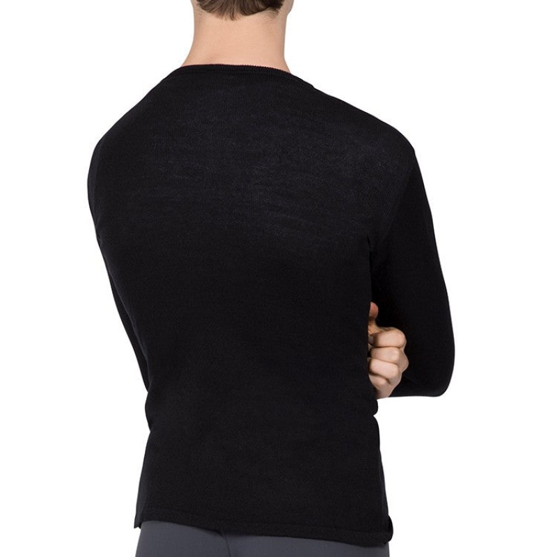 Men's Bloch Vancouver V Neck Long Sleeve Knitted Tops Black | DMYVO34442