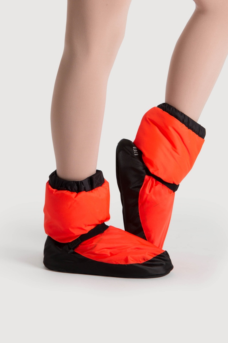 Women's Bloch Adult Warmup Booties Orange Fluro | MYJKU16152