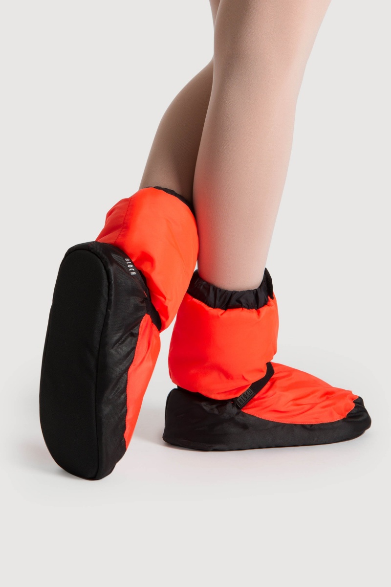 Women's Bloch Adult Warmup Booties Orange Fluro | MYJKU16152