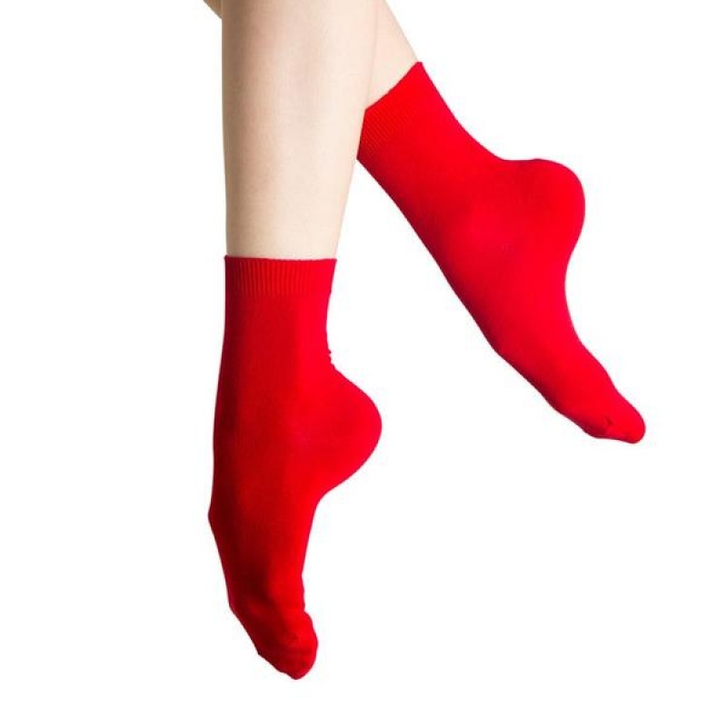 Women's Bloch Ankle Socks Red | ZMYNQ94193