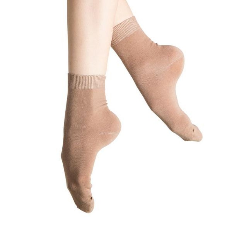 Women's Bloch Ankle Socks Tan | MYCIF79317