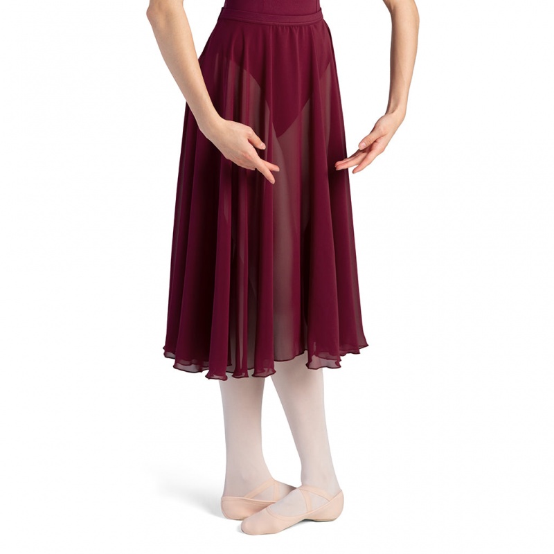 Women\'s Bloch Cambria Full Circle Chiffon Skirts Burgundy | PMYQX27283