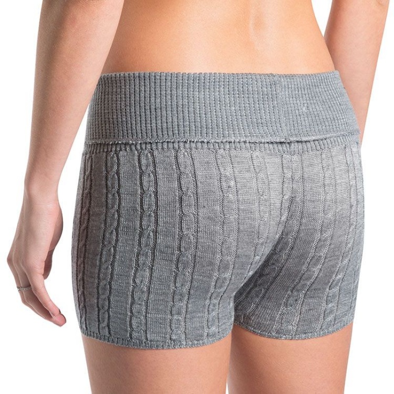 Women's Bloch Carezza Cable Knit Fold Down Bottoms Light Grey | MMYFT84782